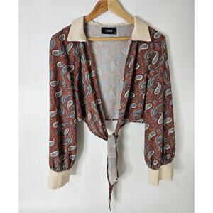 Cider Floral Wrap Around Crop Top Sleeve Size Xlarge